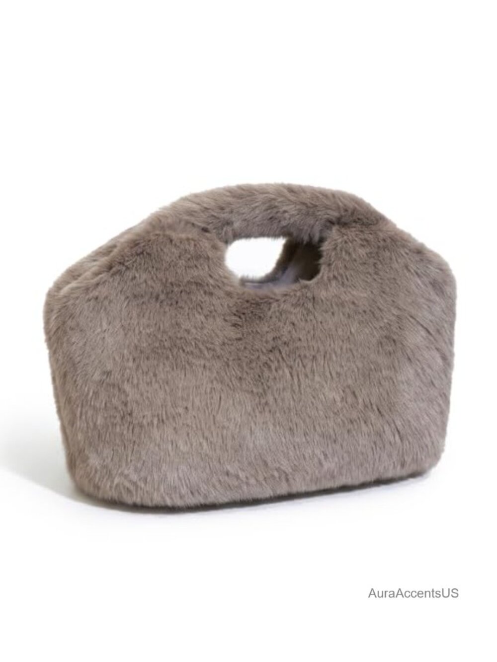 Fuzzy Faux Fur Dumpling Clutch Evening Bag Y2K Plush Purse